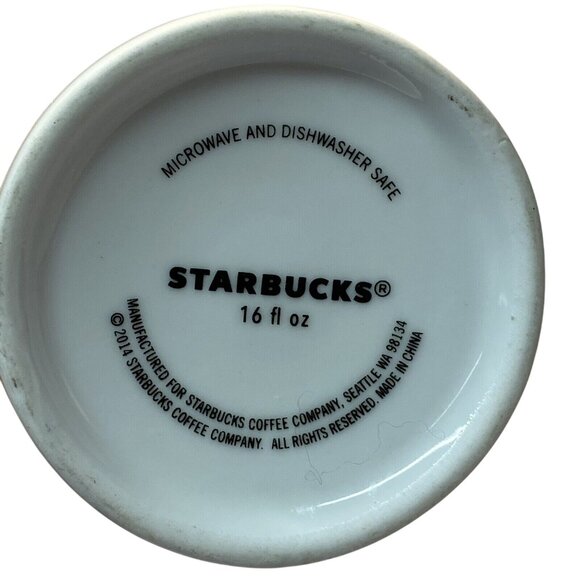 2014 Ceramic White Starbucks 14/16 Oz Green Mermaid Siren Logo Coffee Mug Set 2 - Picture 6 of 7